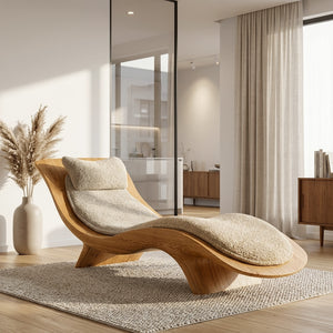 Contemporary Natural Wood Lounge Chair For Living Room