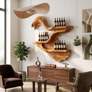 Farmhouse Wall Mounted Wine Rack For Kitchen