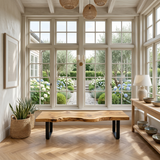 Contemporary Live Edge Long Bench For Sunroom Interior Area