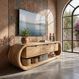 Coastal Greek Island TV Stand For Santorini Style Living Room