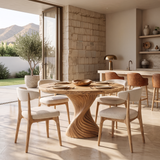Contemporary Dining Table With Spiral Pedestal For Family Dining Room