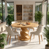 Sculptural Round Bistro Table For Tropical Dining Room