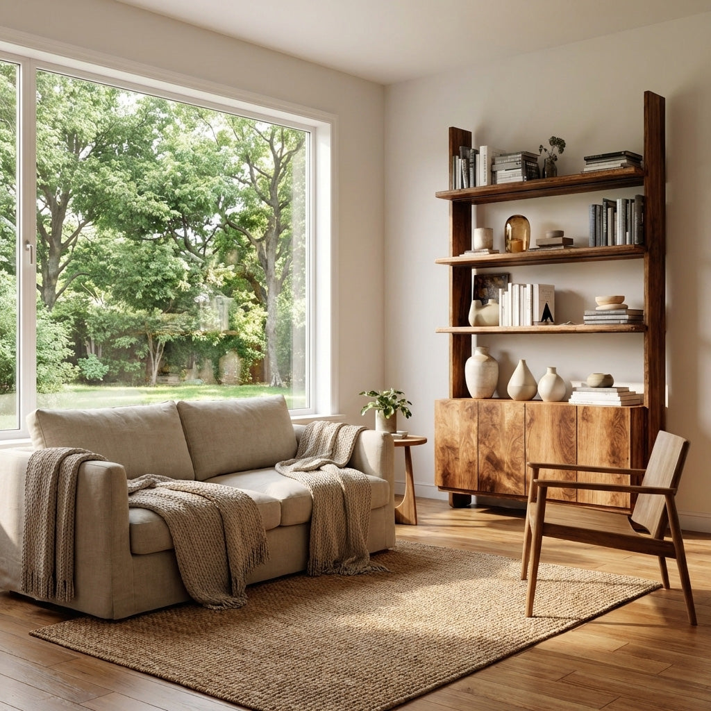 Modern Bookshelf With Open Shelf And Drawers For Living