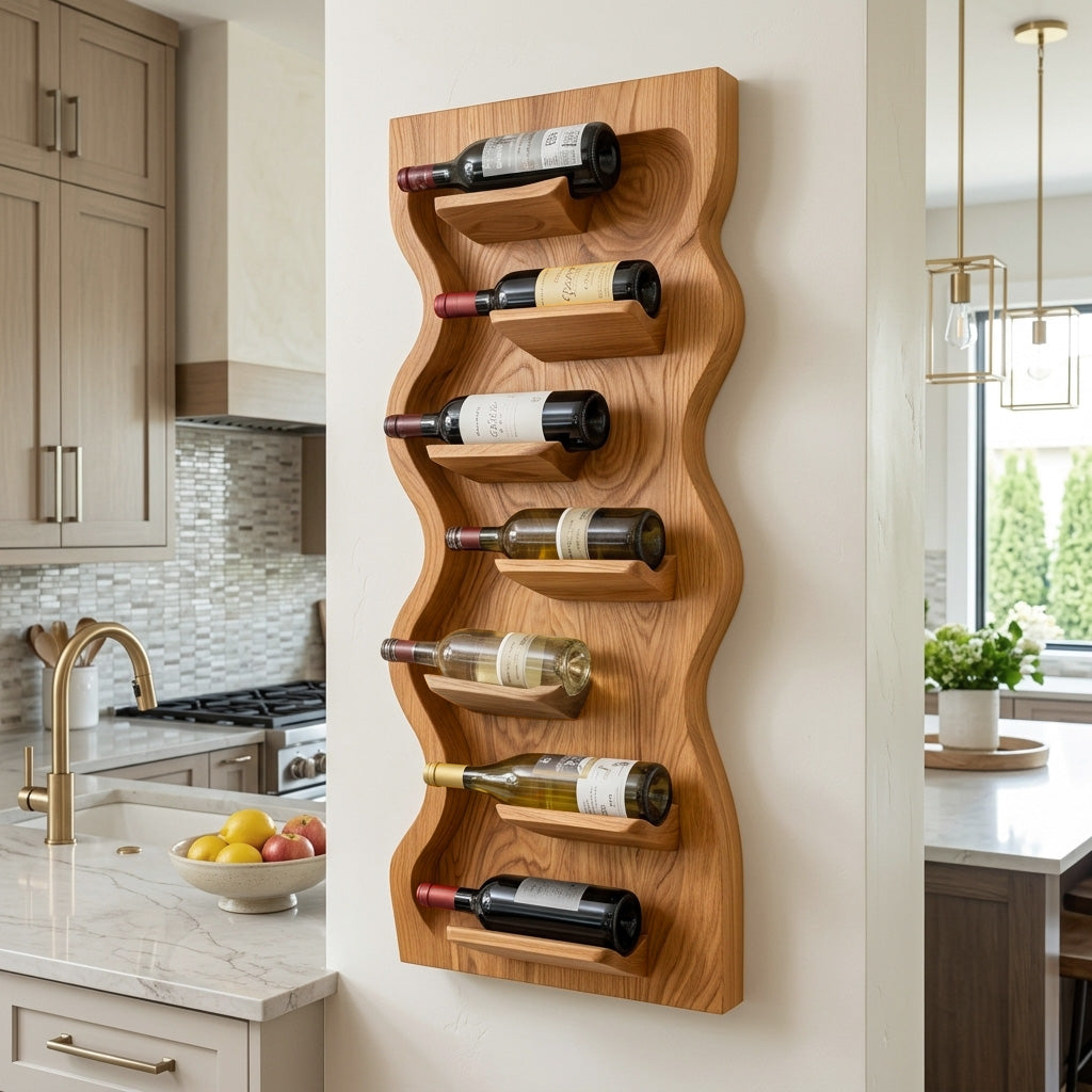Contemporary Wooden Wine Rack For Dining Room Wall Storage