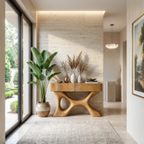 Modern Wood Console Table With Carved Drawers For Luxury Home