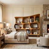 Organic Carved Bookshelf For Living Room Or Office Storage