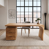 Modern Carved Desk Curved Leg With Drawer Cabinet For Workspace