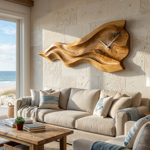 Luxury Sculptural Wooden Wall Clock For Statement Living Room