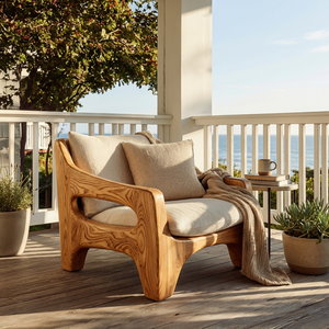 Contemporary Wooden Chair Sculptural Frame For Living Room