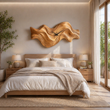 Modern Wooden Clock Organic Wave Design For Cozy Bedroom Space