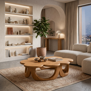 Modern Wooden Floral Coffee Table For Contemporary Home