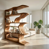 Contemporary Artistic Wooden Bookshelf For Living Room Storage