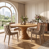 Modern Round Dining Table With Statement Spiral Pedestal For Home