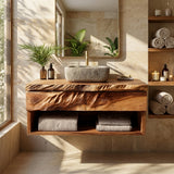 Modern Organic Floating Wooden Bathroom Vanity For Bathroom