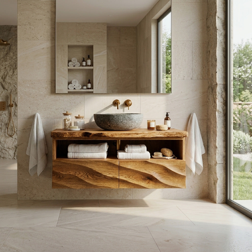 Minimalist Floating Wooden Bathroom Vanity For Bathroom
