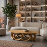 Modern Oval Coffee Table With Sculptural Hollow Base For Living