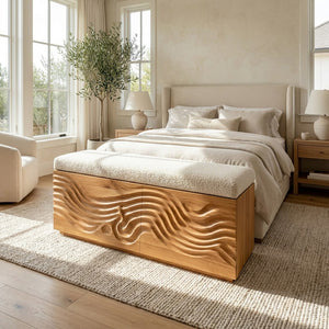 Elegant Wooden Hidden Storage Bench For Bedroom Interior