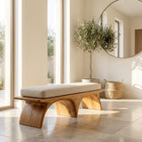 Modern Organic Wooden Sculptural Bench For Living Room