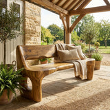 Modern Natural Wood Statement Seating Bench For Living Room
