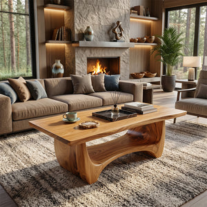 Handcrafted Solid Wood Low Coffee Table For Living Roomdecor