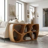 Elegant Wood Console Table With Open Storage For Living Room