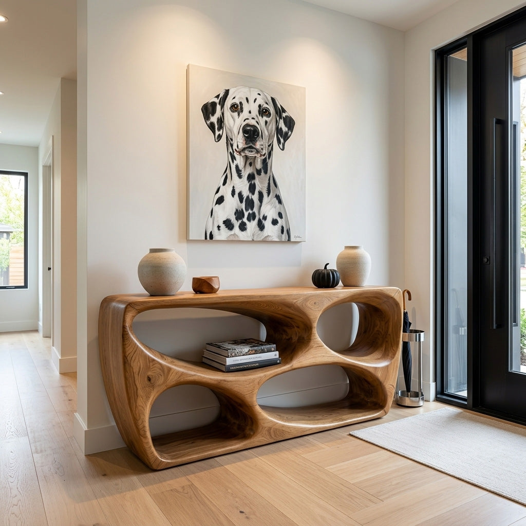 Organic Natural Wood Console Table For Behind Sofa Area