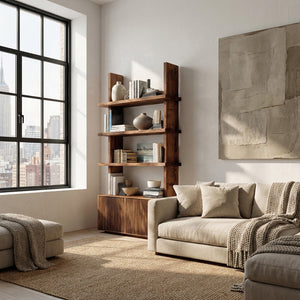Contemporary Fluted Wood Bookshelf For Living Decor