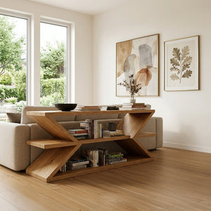 Contemporary Sculpture Wood Console Table For Modern Living Room
