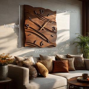 Organic Modern Wood Wave Wall Clock Decor For Living Room