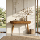 Mid Century Natural Wood Console Table For Hallway Decor