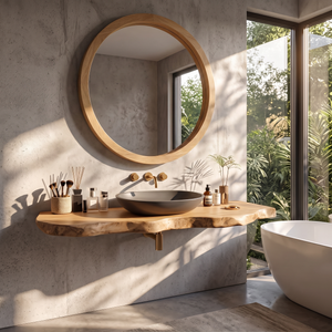 Rustic Bathroom Vanity With Live Edge Wood Detail