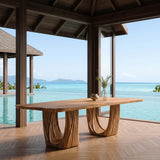 Organic Fluted Pedestal Dining Table For Contemporary Dining Room