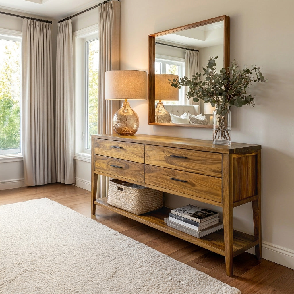 Modern Wood Console Table With Storage For Hallway Styling