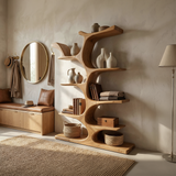 Mid Century Sculptural Bookcase Storage Organizer For Bedroom Space
