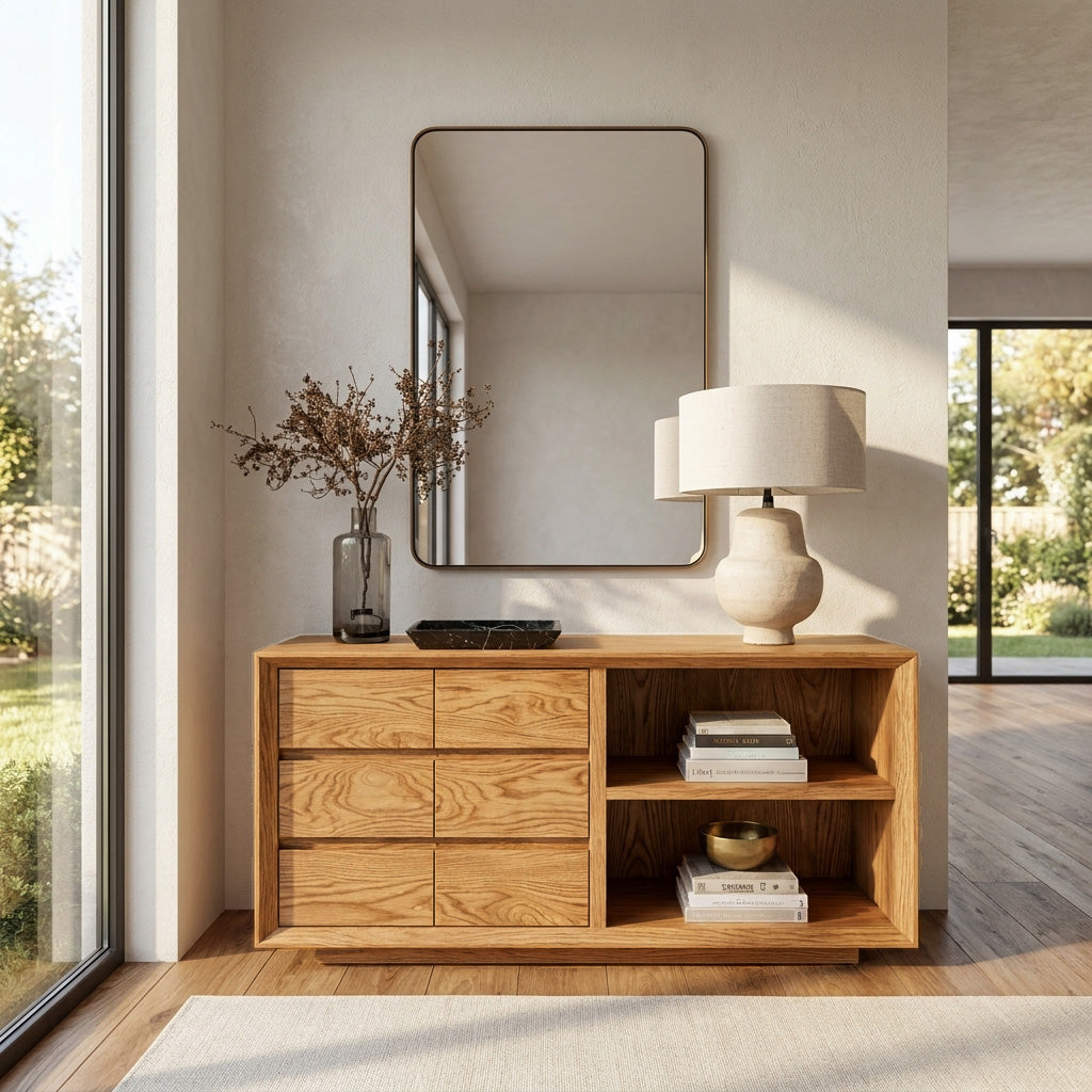Wooden Console Table With Shelf And Drawer For Modern Home