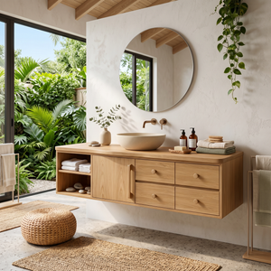 Mid Century Floating Vanity For Luxury Bathroom Interior