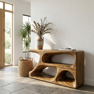 Organic Natural Wood Console Table For Statement Home