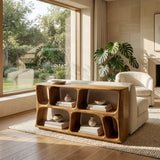 Minimalist Sculptural Wood Console Table For Living Room