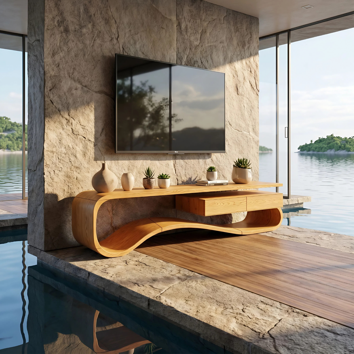 Contemporary Organic TV Stand For Lounge Area