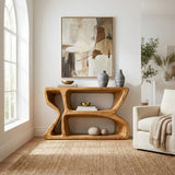 Modern Natural Wood Console Table For Living Room Storage