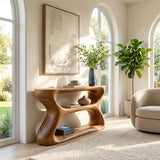 Organic Style Natural Wood Console Table For Living Room