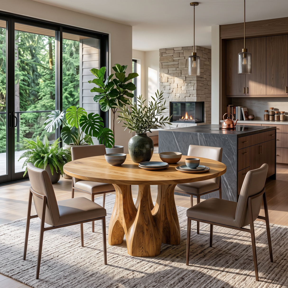Japandi Round Dining Table Sculptural For Minimalist Dining Room
