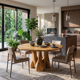 Japandi Round Dining Table Sculptural For Minimalist Dining Room