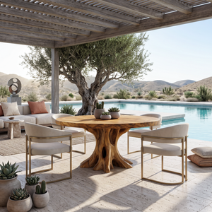 Contemporary Round Dining Table Inspired Tree Pedestal For Luxury Dining