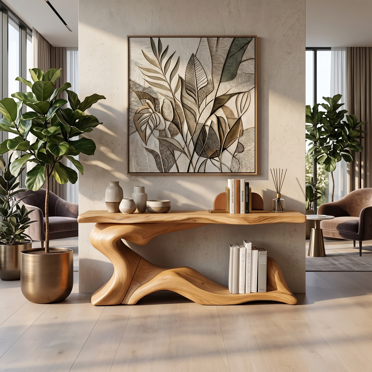 Rustic Live Edge Desk Entryway Design