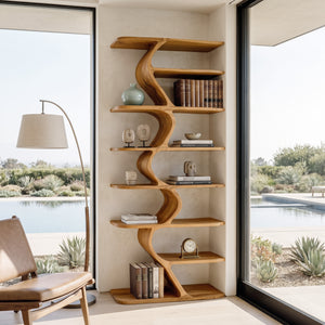 Organic Bookshelf For Living Room Interiors