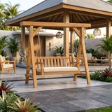 Elegant Wooden Swing With Planter Frame