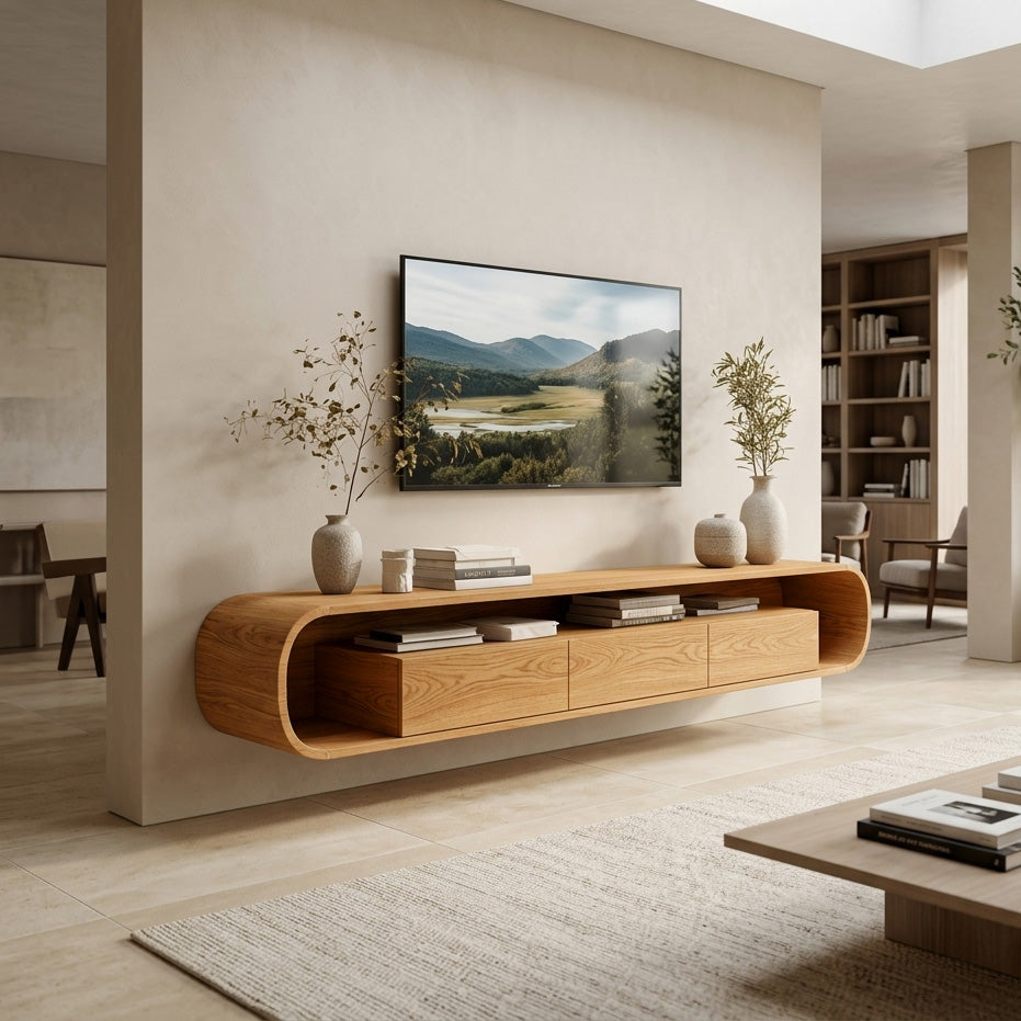 Organic Modern Floating TV Console For Living Room