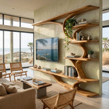 Modern Wood Wall Mounted TV Shelf For Home Style