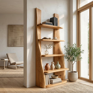 Mid Century Wooden Bookshelf For Apartment Living Room